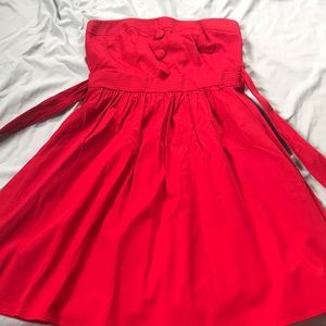 Strapless red dress
